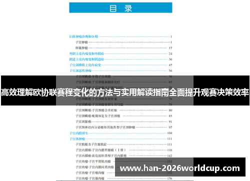 高效理解欧协联赛程变化的方法与实用解读指南全面提升观赛决策效率